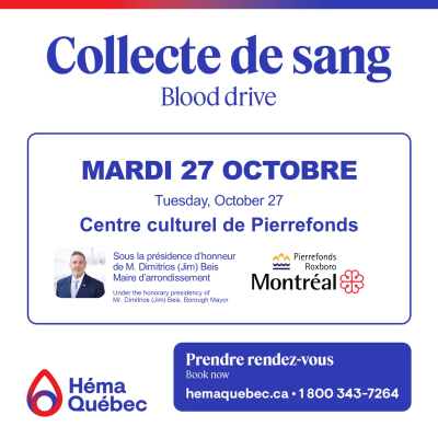 Collecte de sang du maire de Pierrefonds-Roxboro
