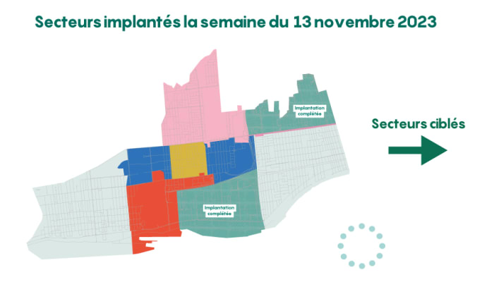 Carte des secteurs visés par l'espacement de la collecte des ordures ménagères