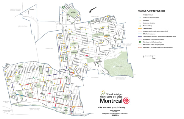 Carte de l'arrondissement avec identification des travaux