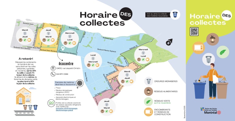Carte des horaires de collectes de l'arrondissement de Rivière-des-Prairies-Pointe-aux-Trembles
