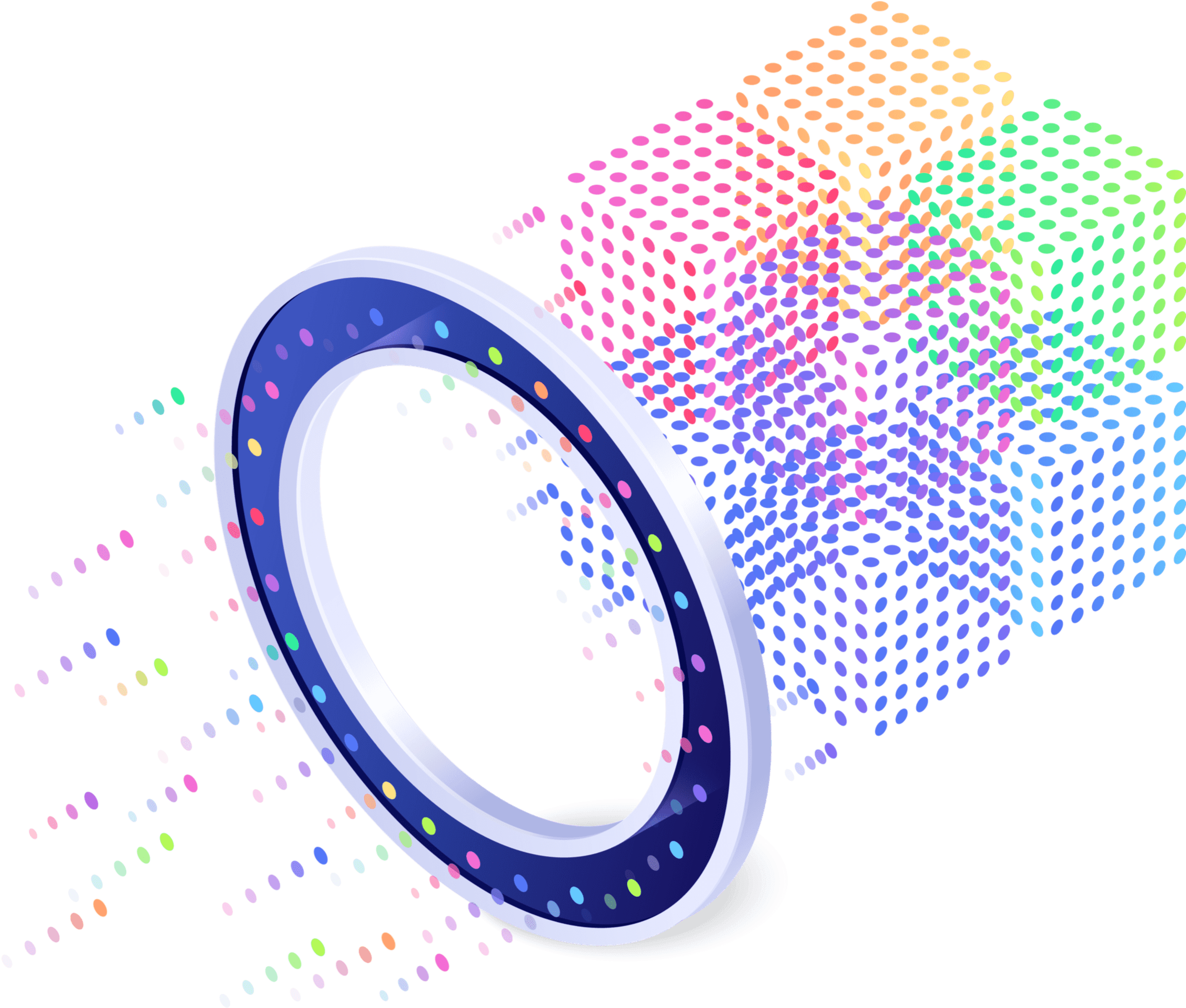 vinli data funnel illustration, dots flowing into cubes