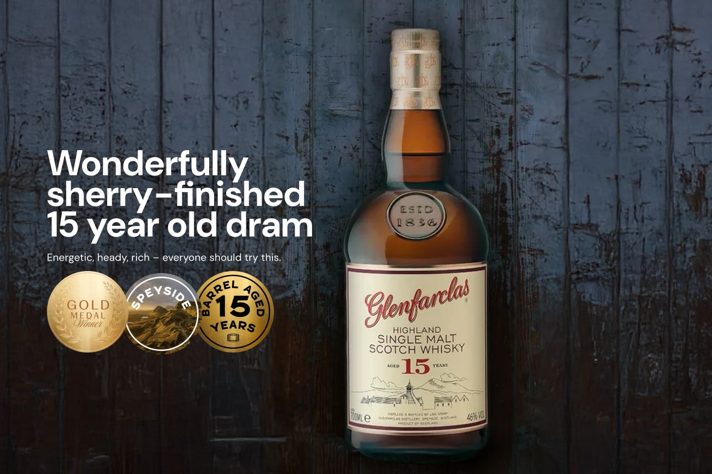 Glenfarclas 15 Year Old Single Malt Scotch Whisky 700mL