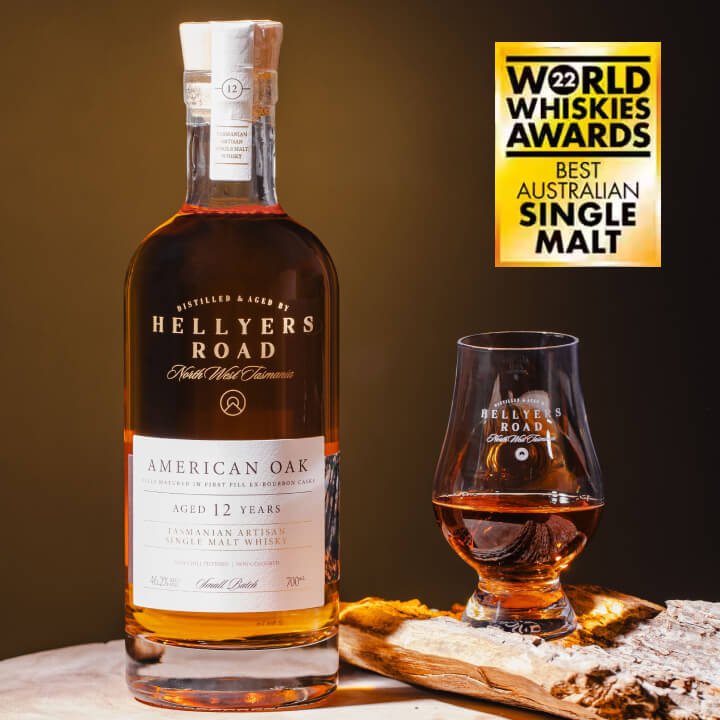 Hellyers Road 12 Year Old American Oak Single Malt Whisky 700mL