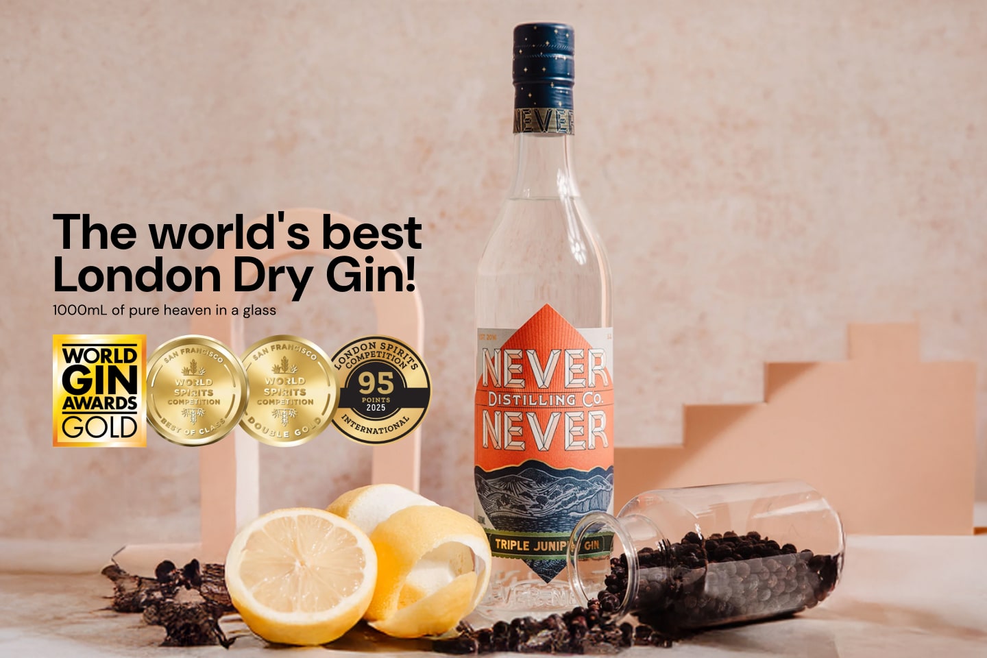 Never Never Triple Juniper Export Strength Gin 1000mL