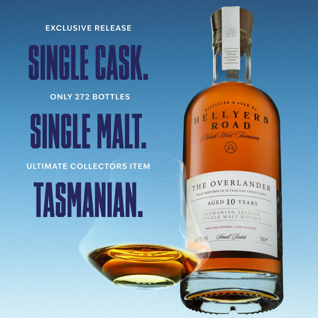 Hellyers Road The Overlander 10 Year Old Tassie Single Malt 700mL + 50mL Taster