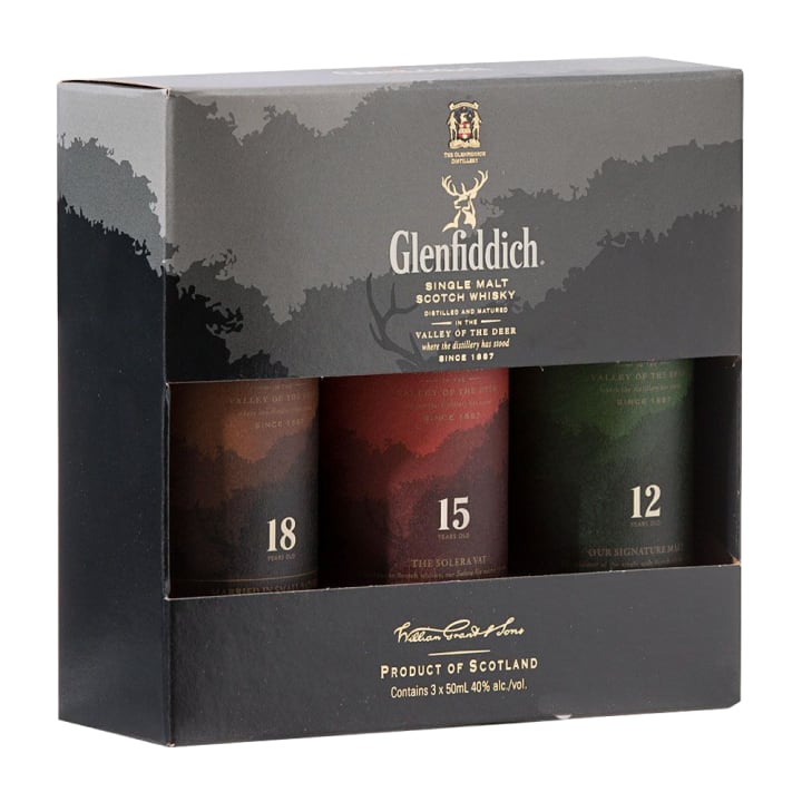 Glenfiddich 12/15/18 Year Old Single Malt Scotch Whisky Gift Pack