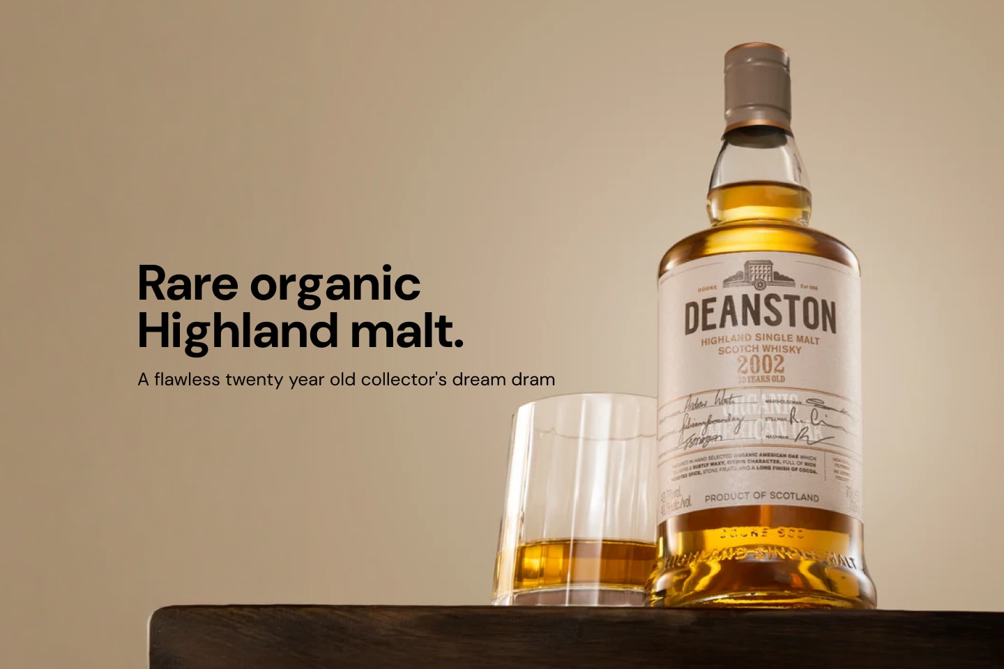 Deanston 20 Year Old Organic American Oak Scotch 2002 700mL