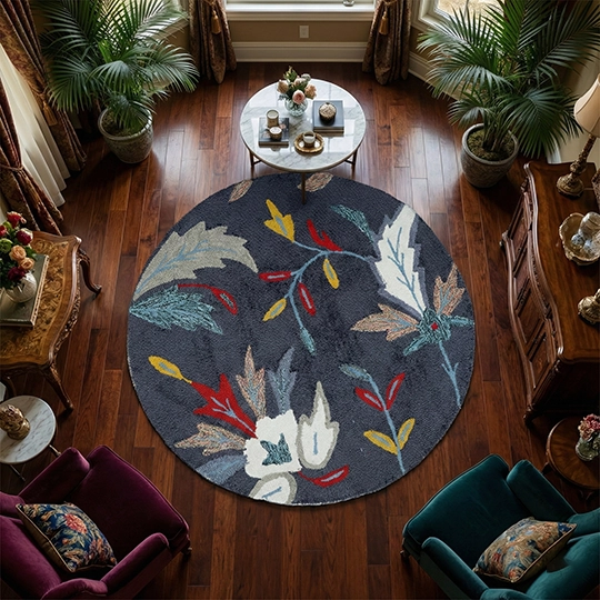 Autumn Petals Round Wool carpet