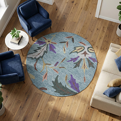 Sky Blossom Round Wool carpet