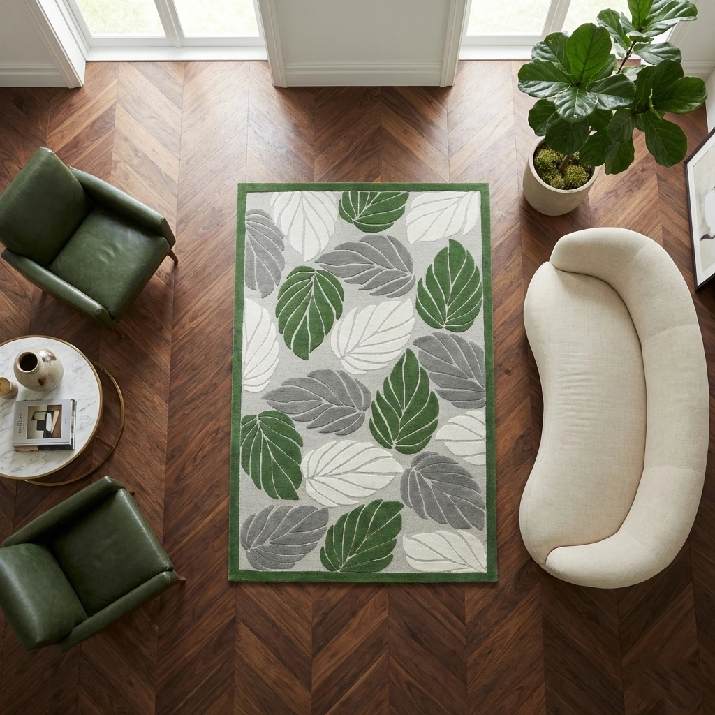 Textured Leaf woolen carpet