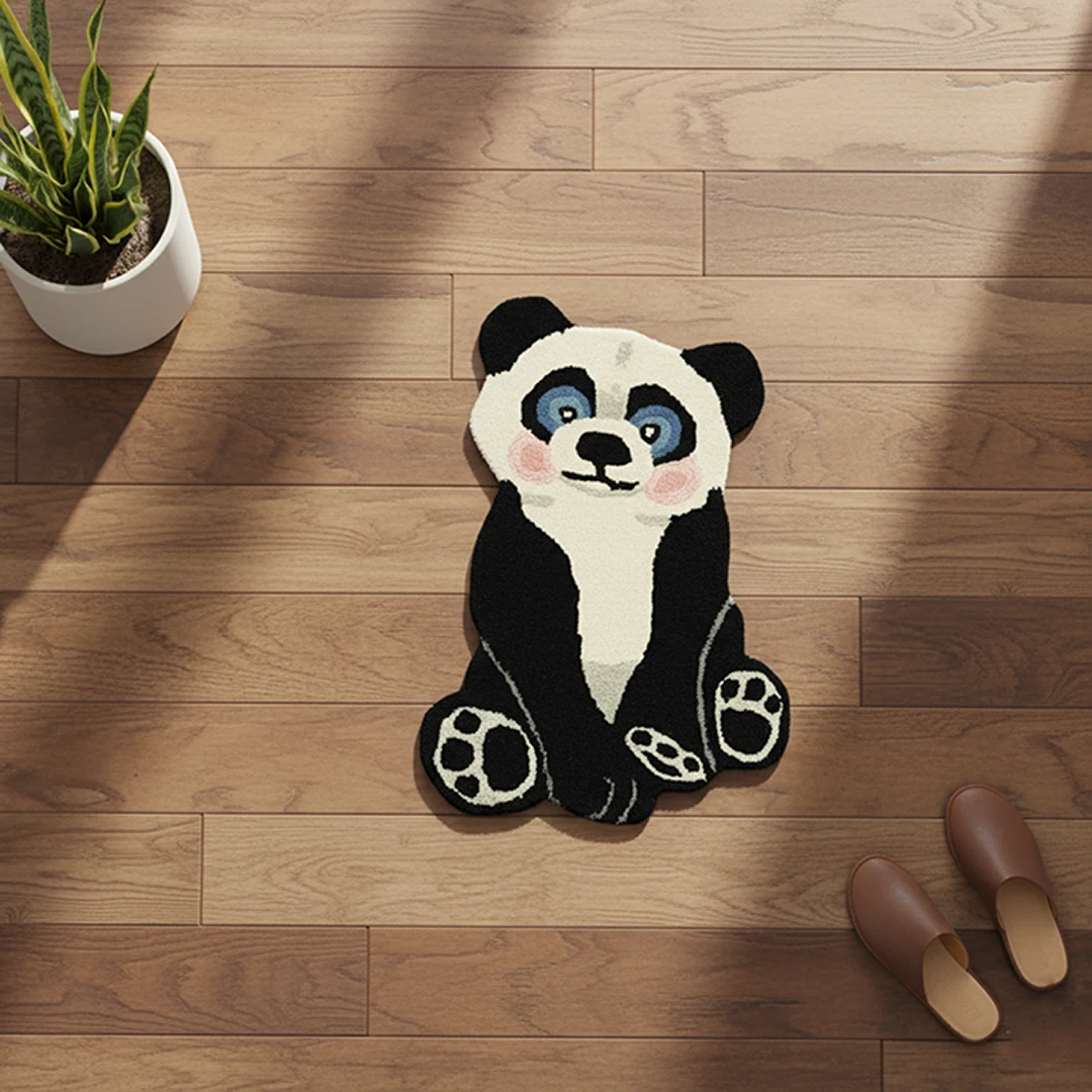 Playful Panda Woolen Doormat