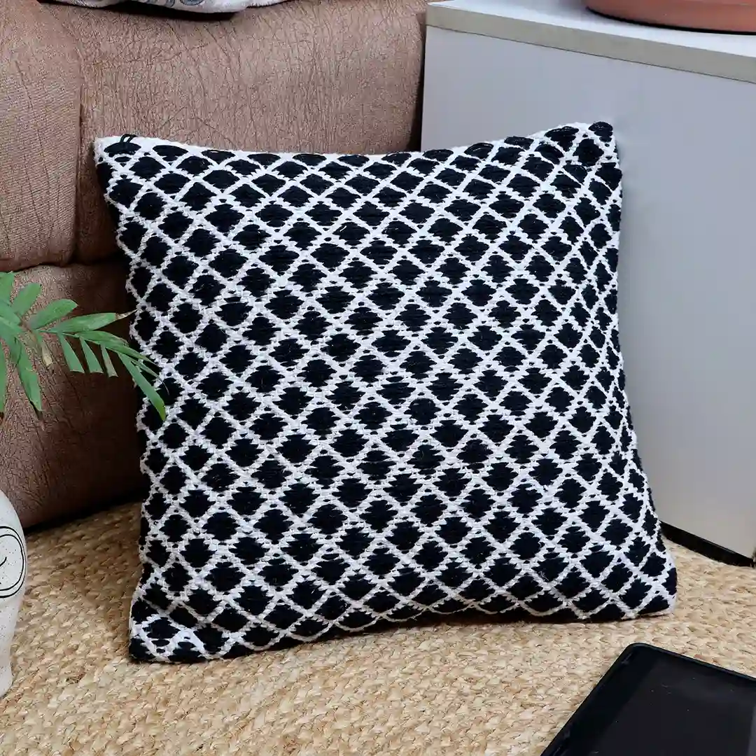 Black & White Lattice Cushion