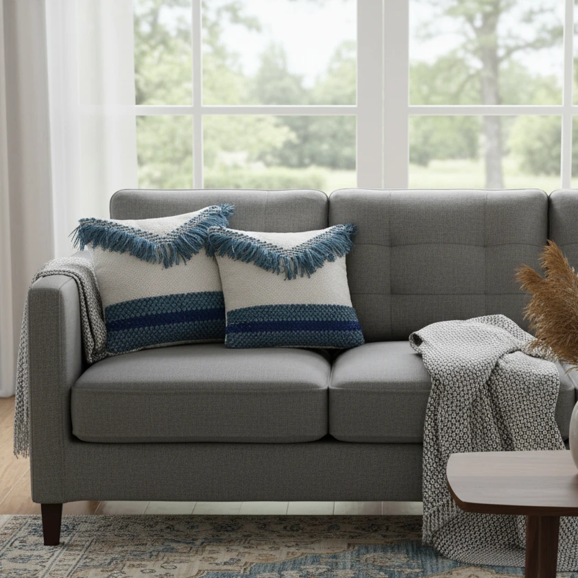 Marine horizon cotton cushion