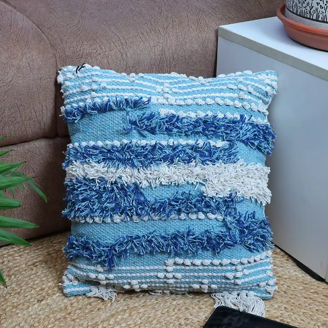 Ocean Wave Shag Cushion