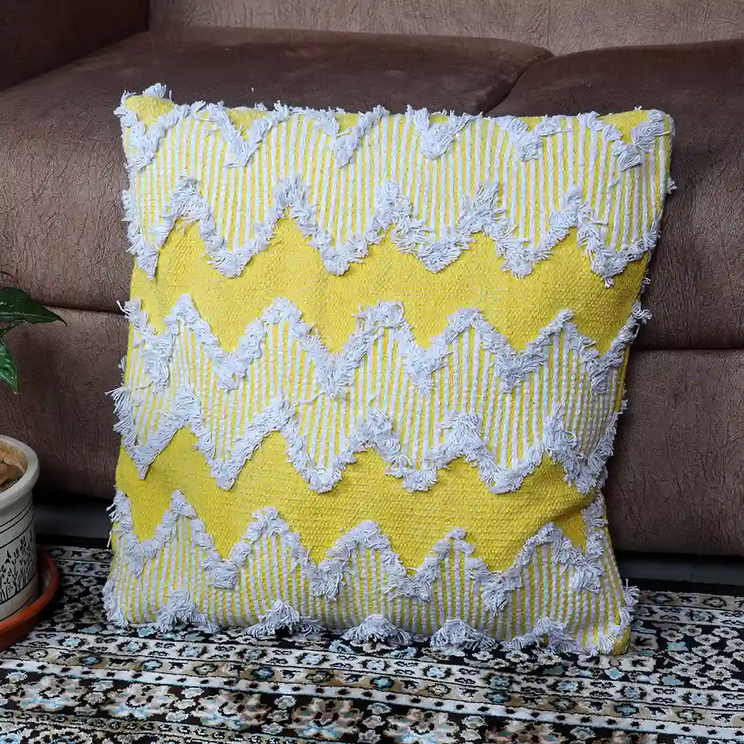 Yellow Tufted Cushion