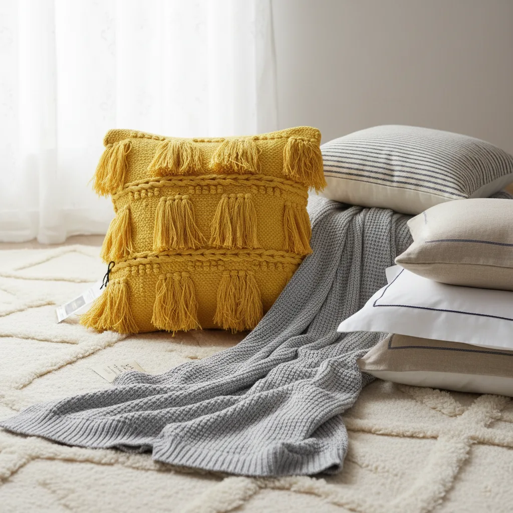 Marigold tassel cotton cushion