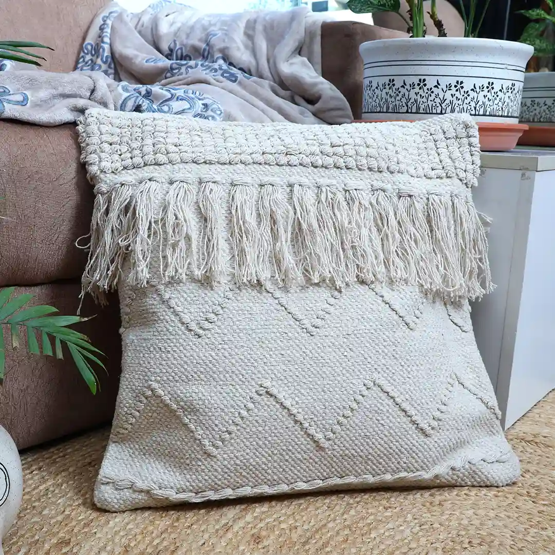 Boho Fringe beige Cushion