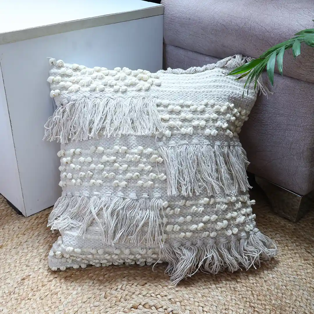Layered off-white Tufted Cushion