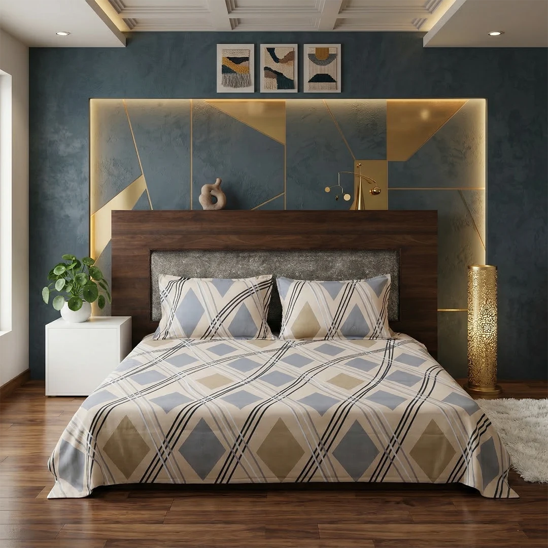 Geometric Set king size bedsheet