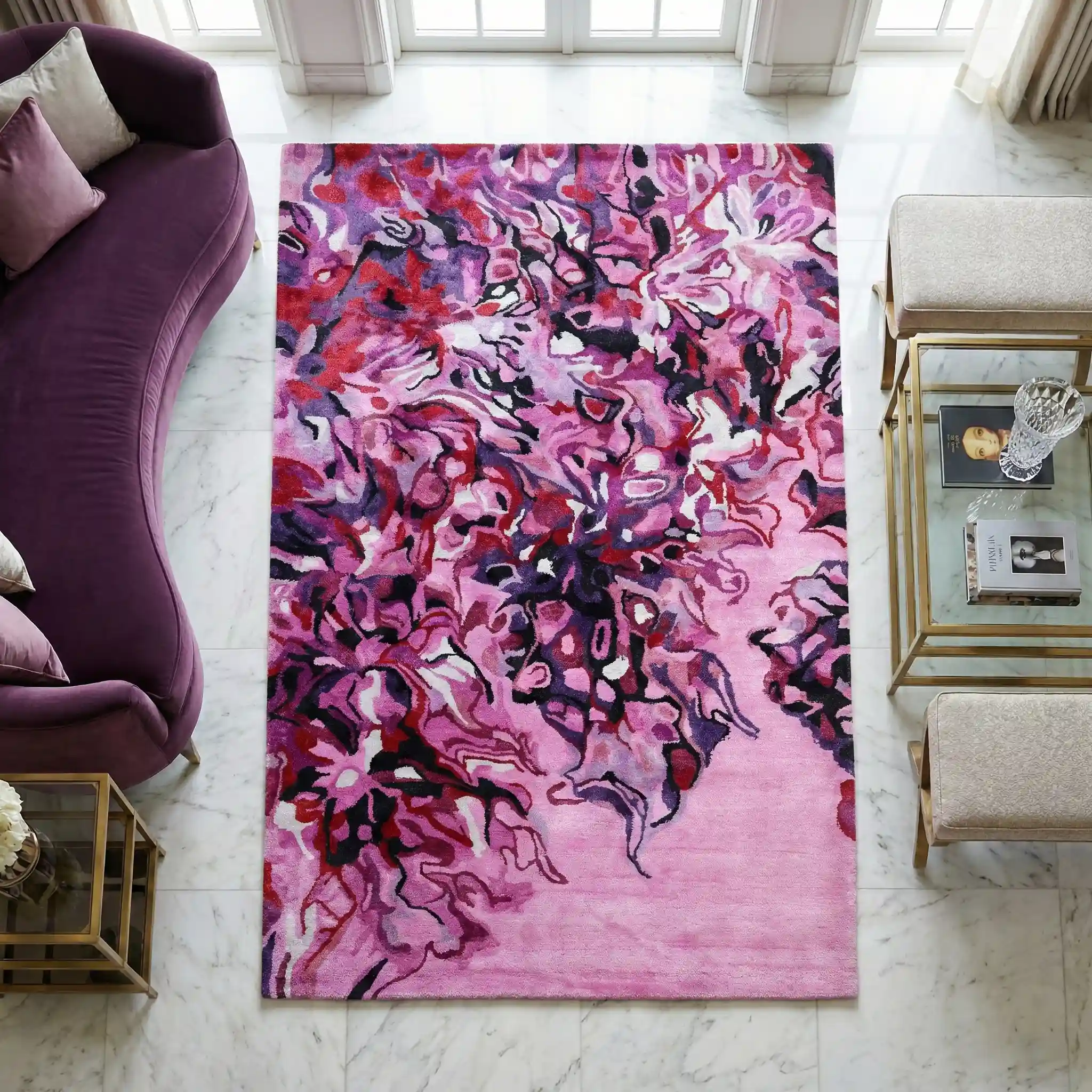 Vibrant Abstract Floral viscose Carpet