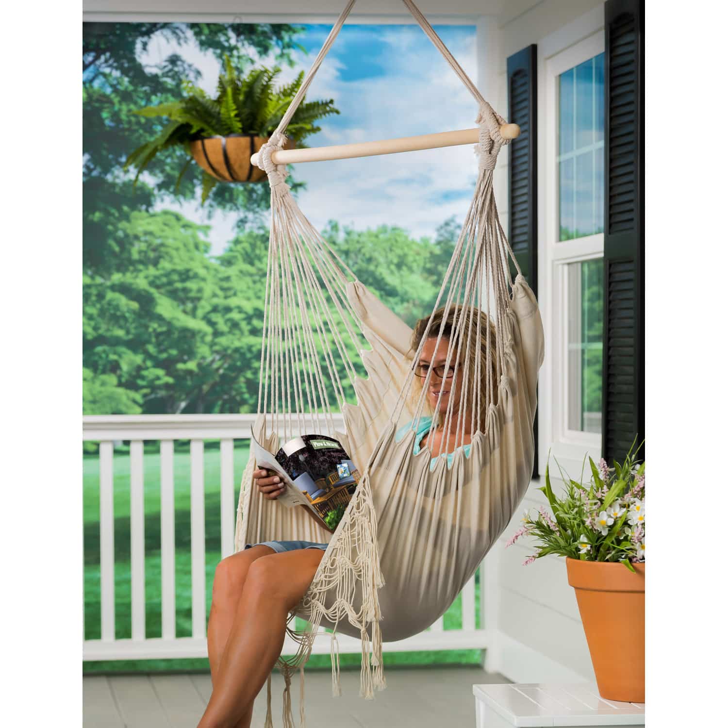 Natural Fringe Hammock Chair