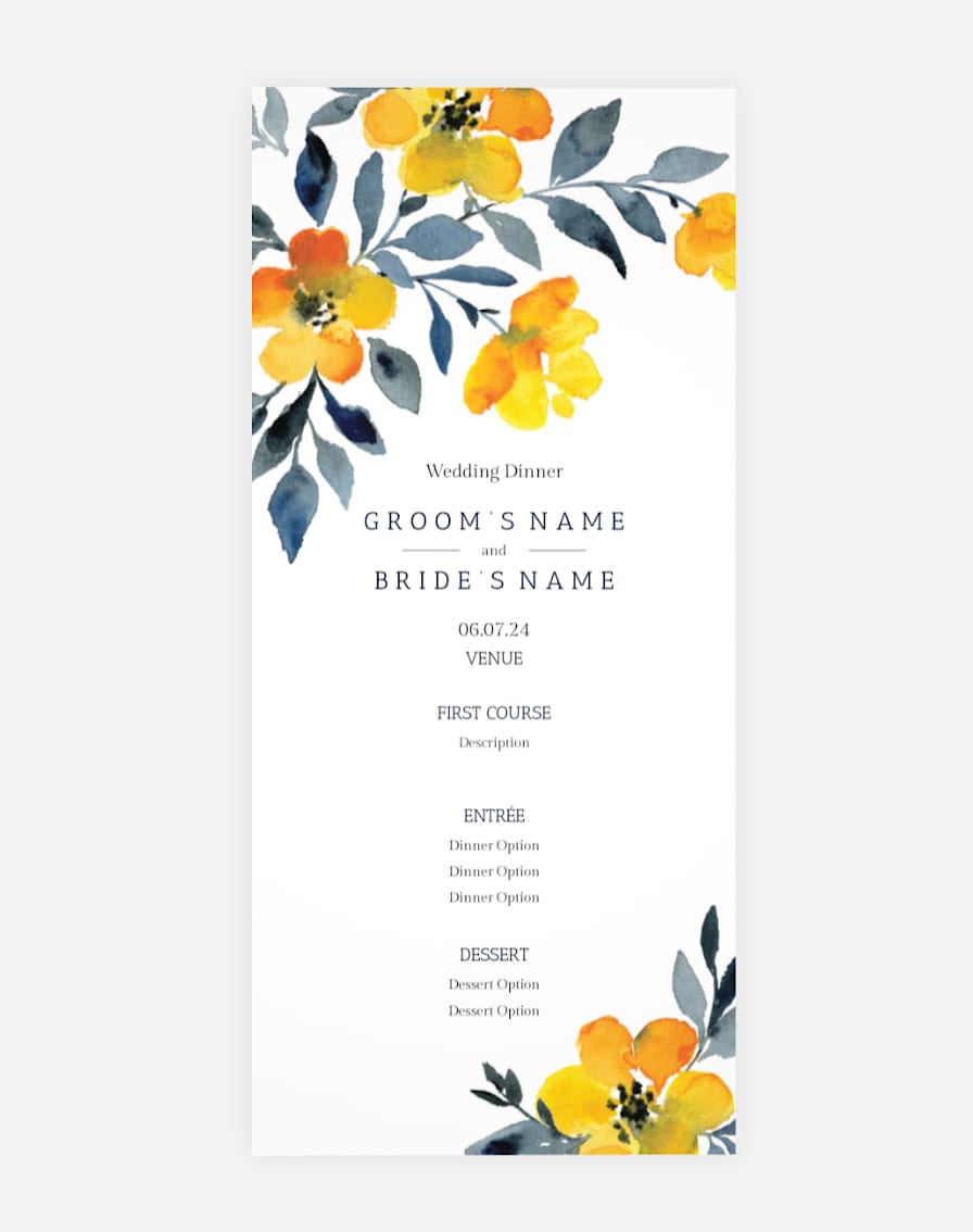Wedding Menu Card Ideas On A Budget Free Printable Customizable