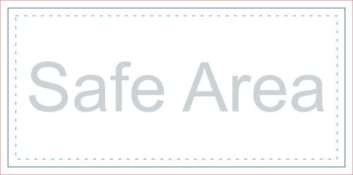 Diagram of a mini business card showing the safe area inside the trim and bleed lines.