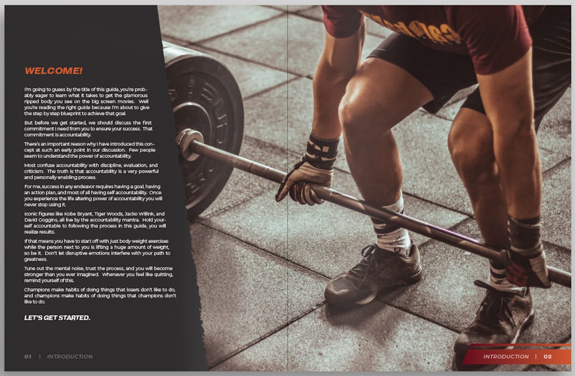 Photo background gym pamphlet design with welcome text