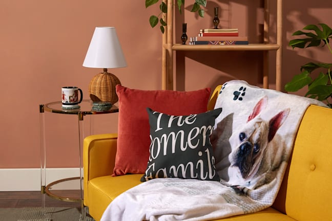 Throw blanket featuring a dog