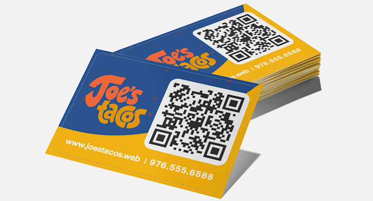 Business card design with QR code for a taco restaurant