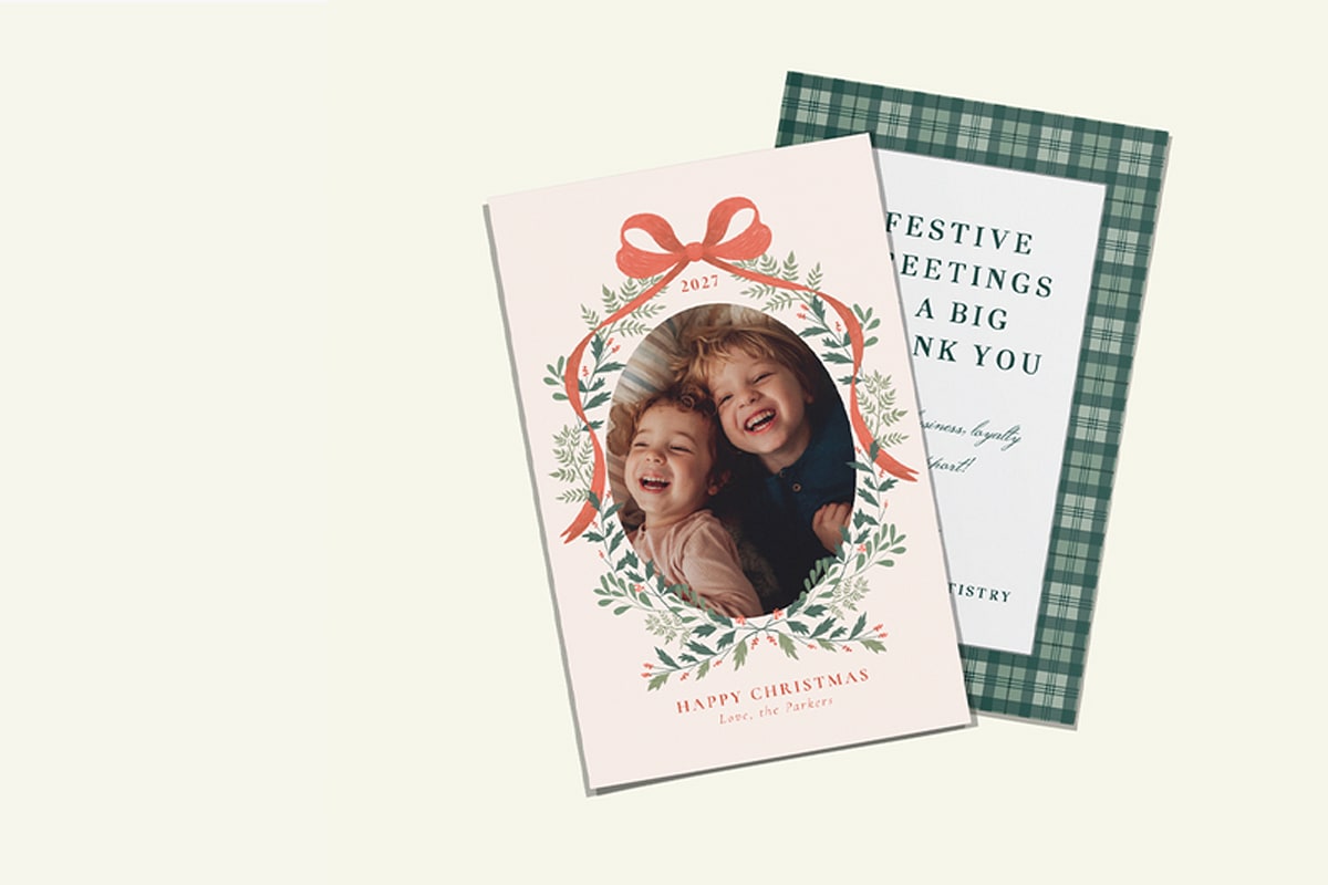 A personal Christmas card with a heartfelt message and photo-based design