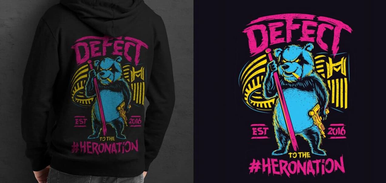 Pullover hoodie design with a large graphic on the back