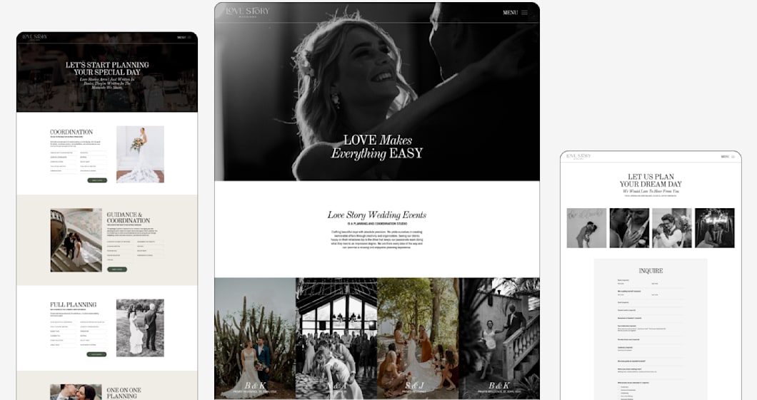 A black and white wedding planner website