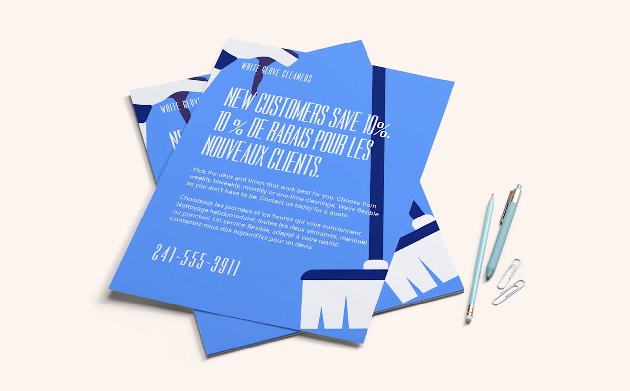 An example of a flyer that features copy in both French and English for bilingual marketing