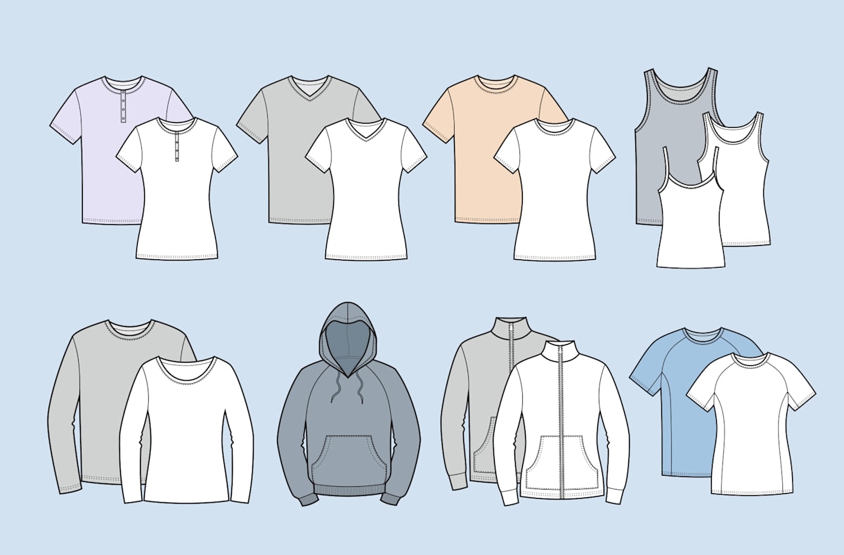 Eight different T-shirt types, styles and fits for branded apparel