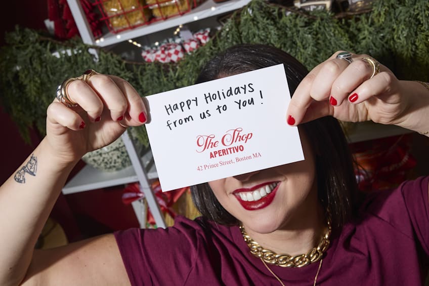 Personalized happy holidays thank-you note from a brand