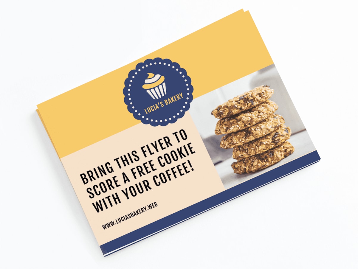 A local offer flyer for a bakery that invites people to bring the flyer to score a free cookie with their coffee