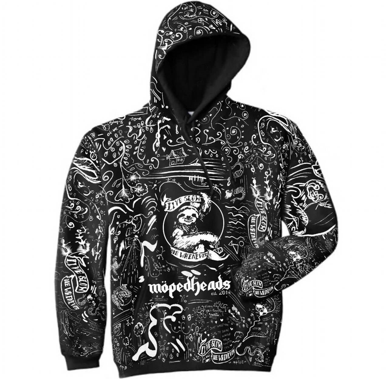 Black hoodie with allover print