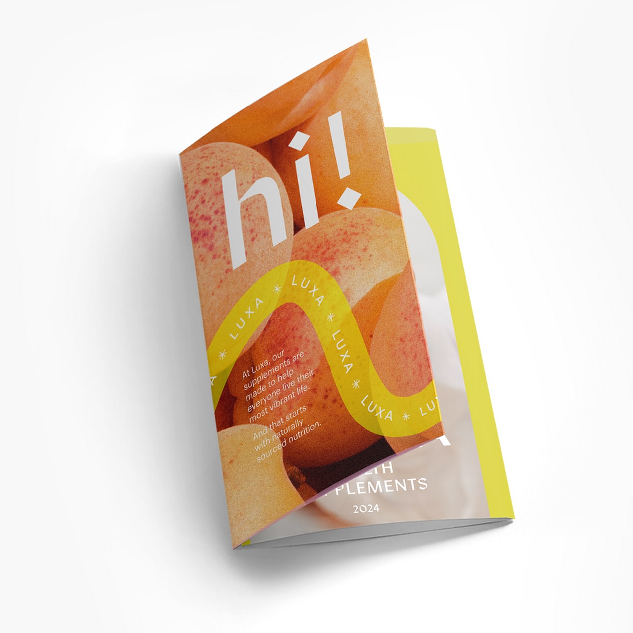 bright and fun tri-fold brochure for a health supplement brand