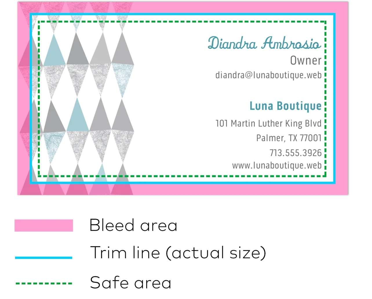 business card bleed area and trim line