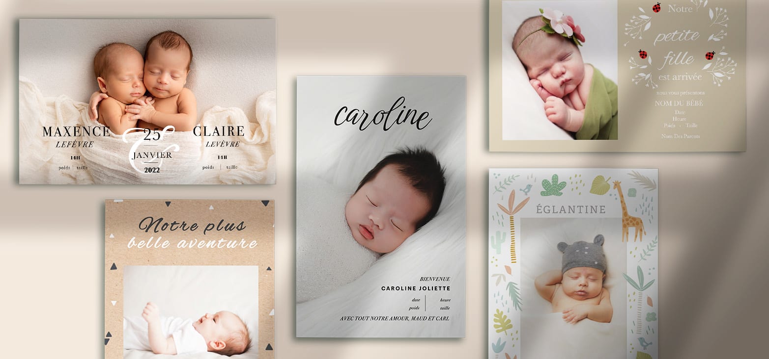 Faire-part De Naissance Avec Petit Coffret Papier Cadeau Bébé