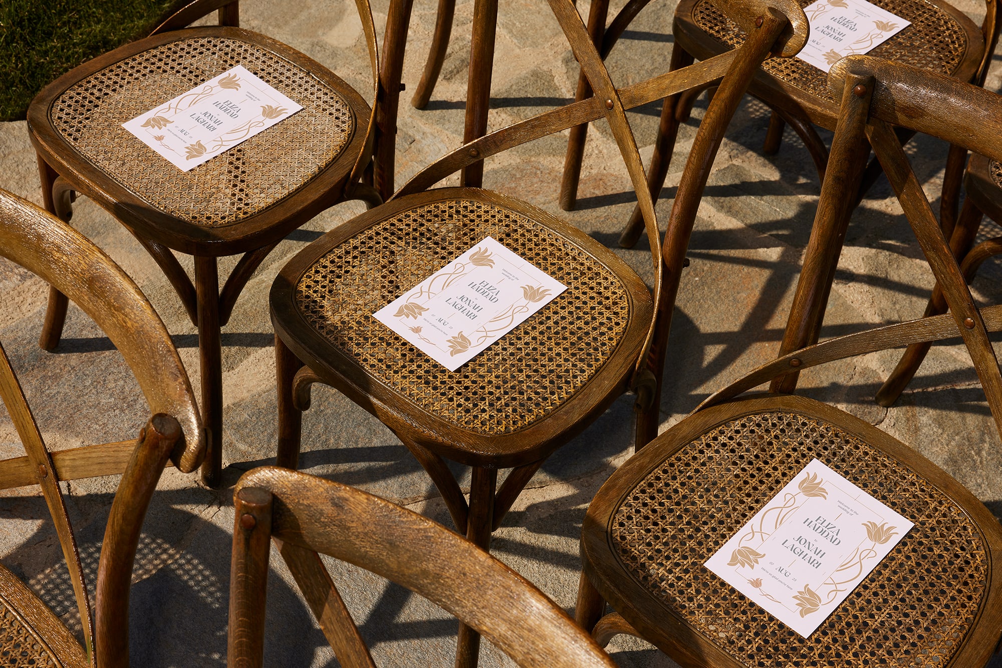Wedding invitation placed on a chair