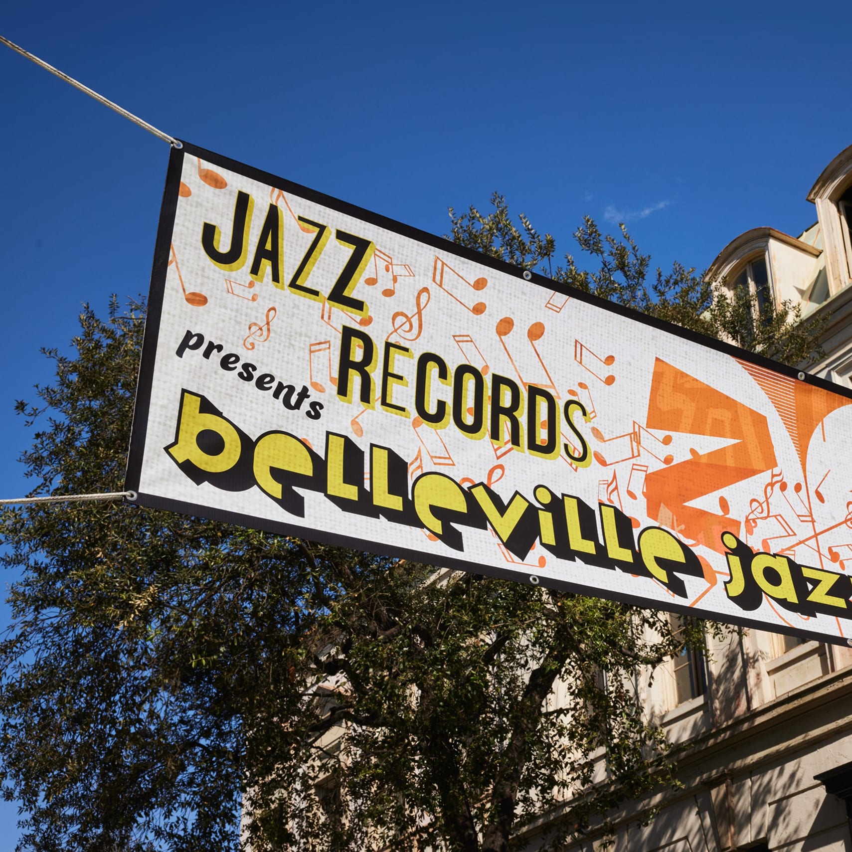 Promotional banner made with mesh banner material.