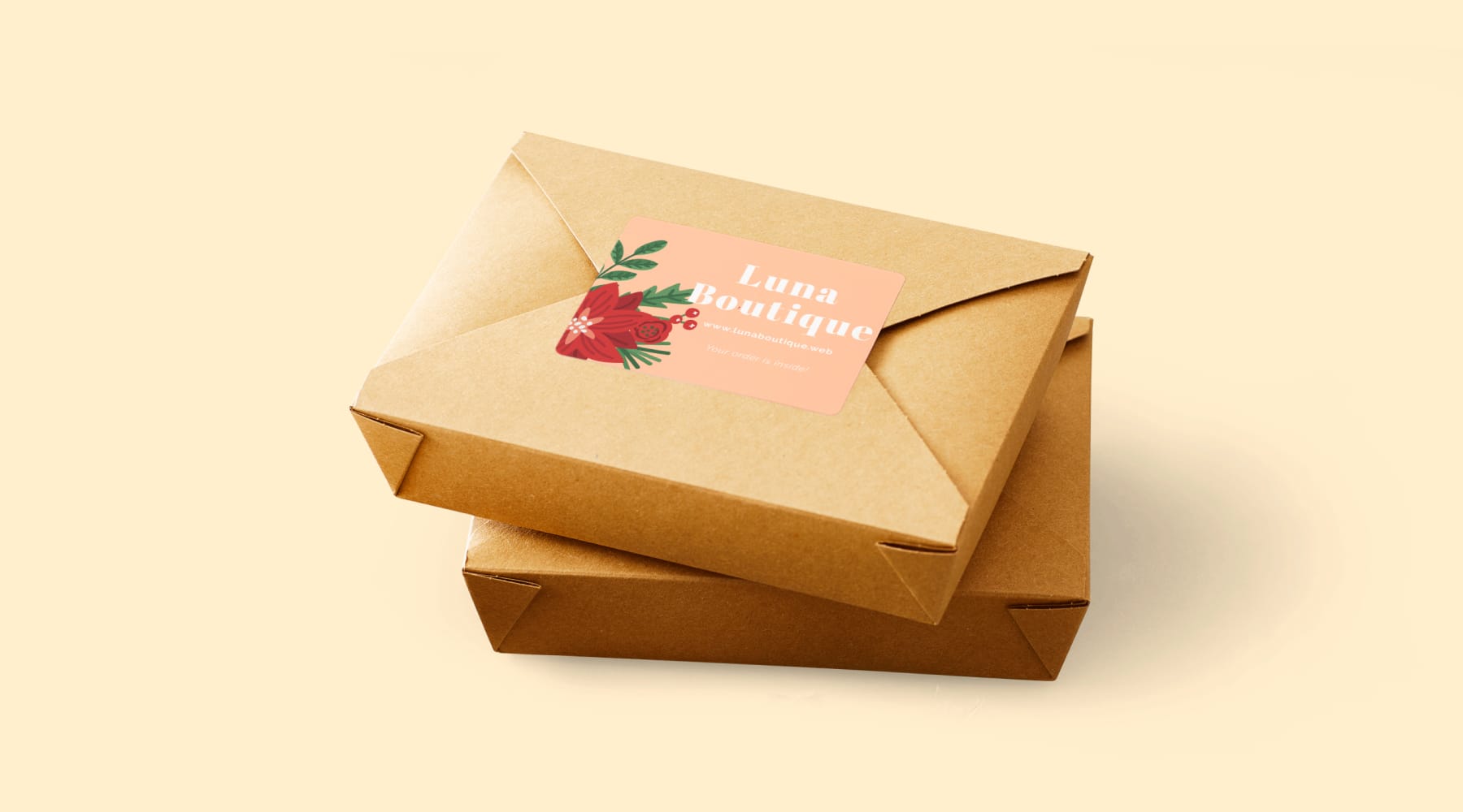 Label for packaging in the Pantone Color of the Year, Peach Fuzz