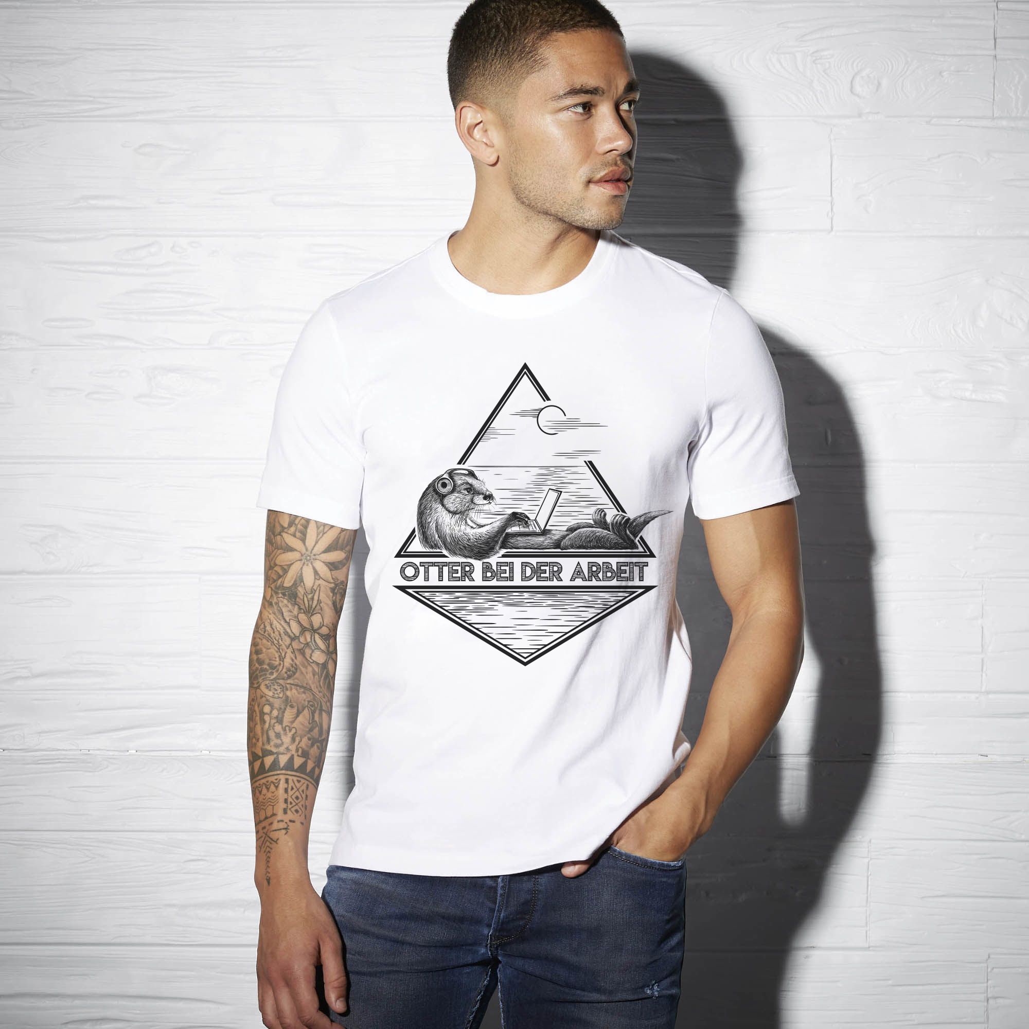 White T-shirt with an otter design