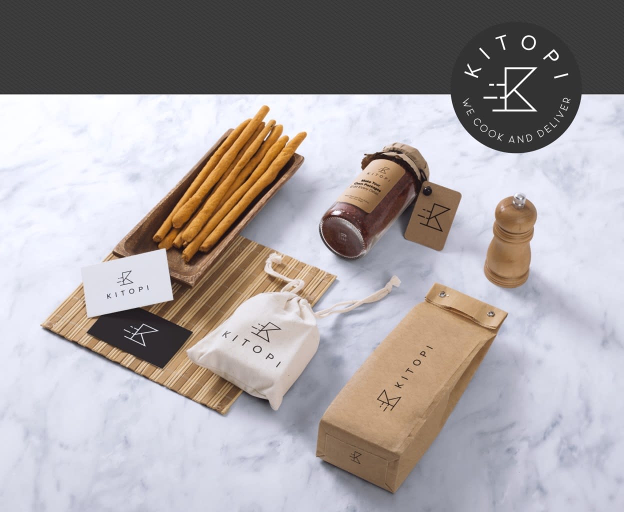 Paper, cotton and glass packaging designs.