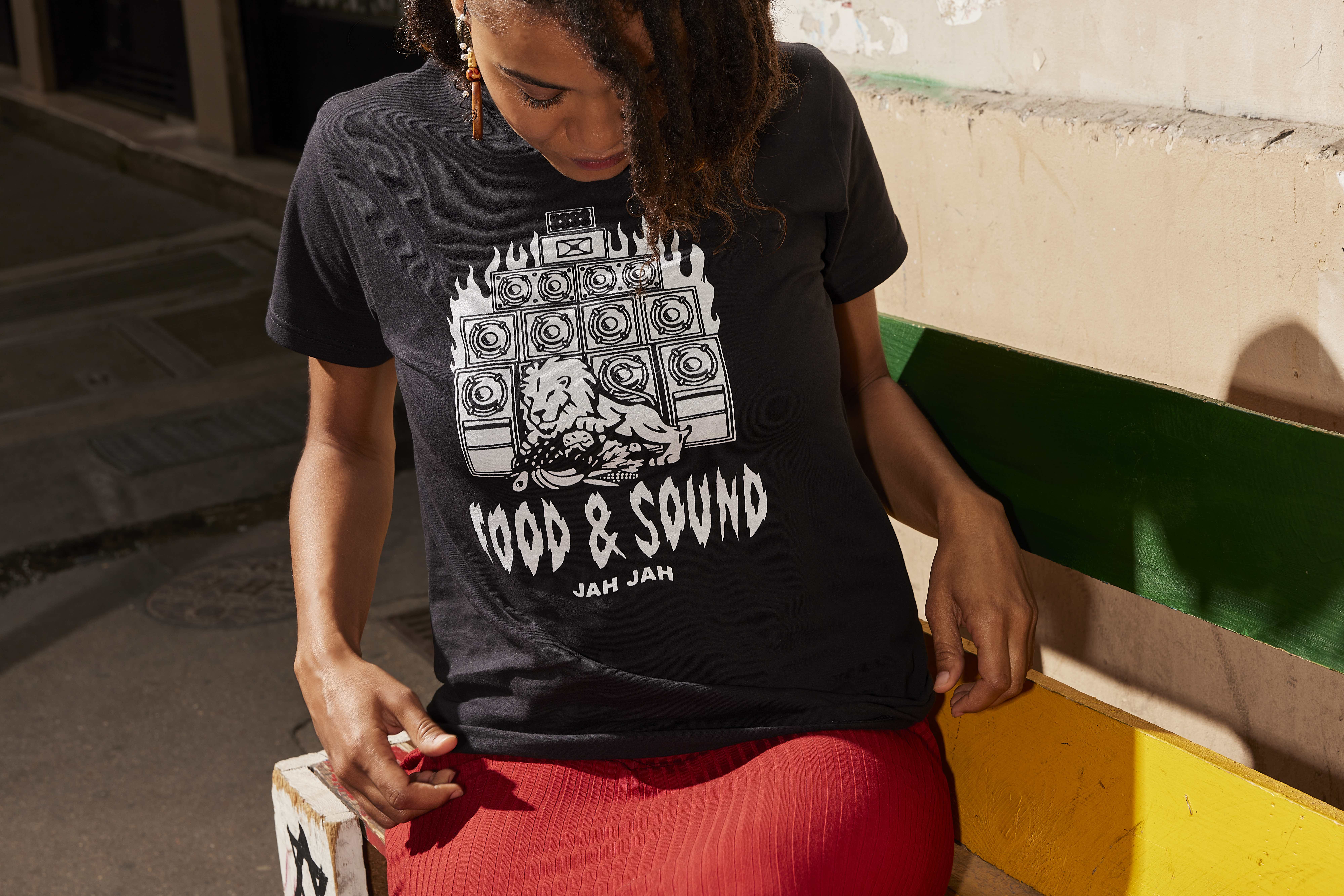 woman wearing a custom printed t-shirt