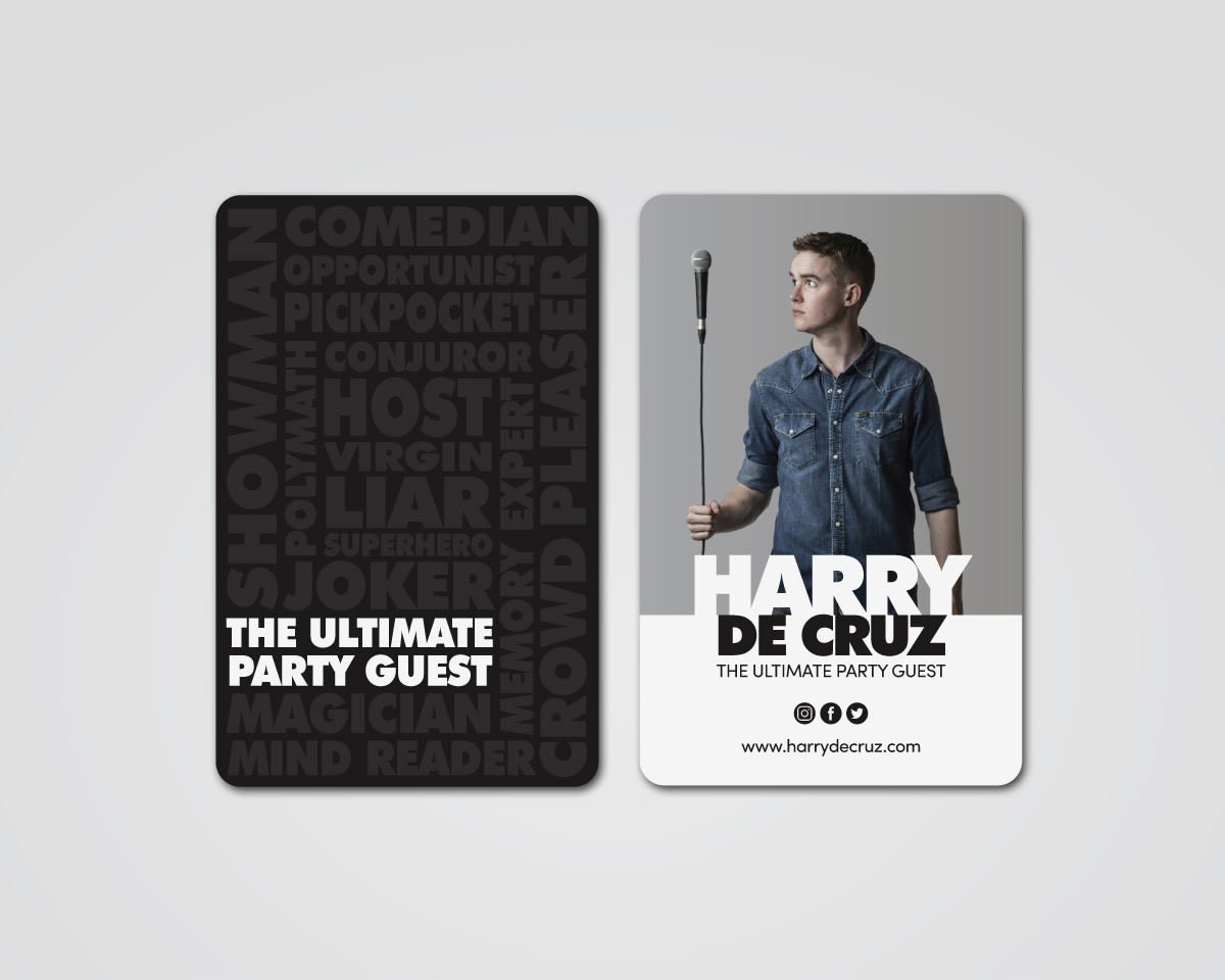 Business card design for a magician entertainer