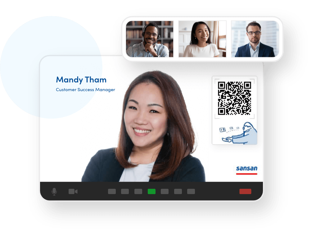 A virtual business card incorporated into a Zoom background