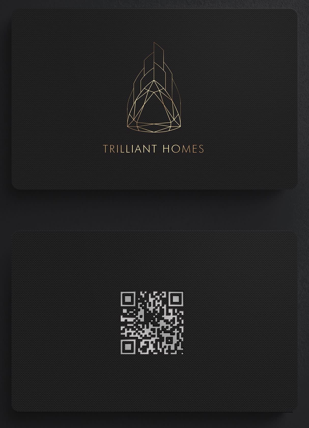 A print business card design with a QR code